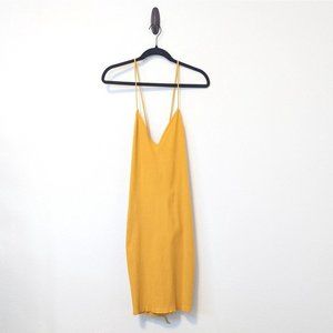 NWT Lilian Women's Yellow Stretch Ribbed Dress Size XL Sleeveless